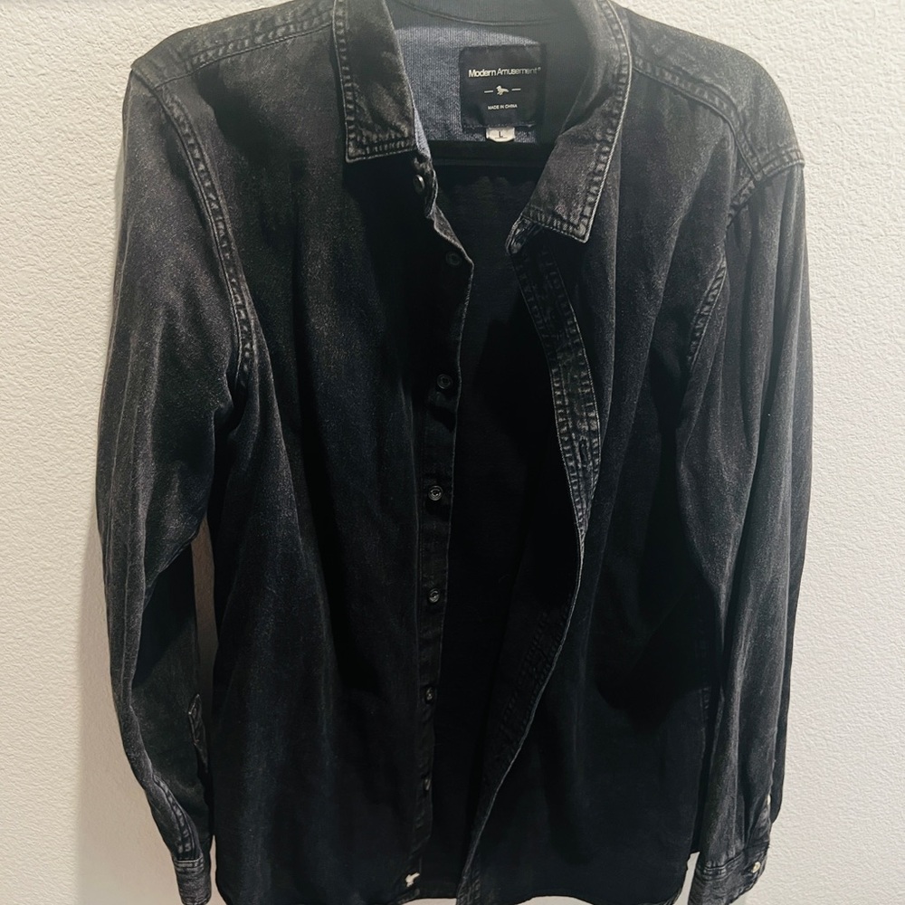 Modern Amusement Charcoal Button-Up Shirt